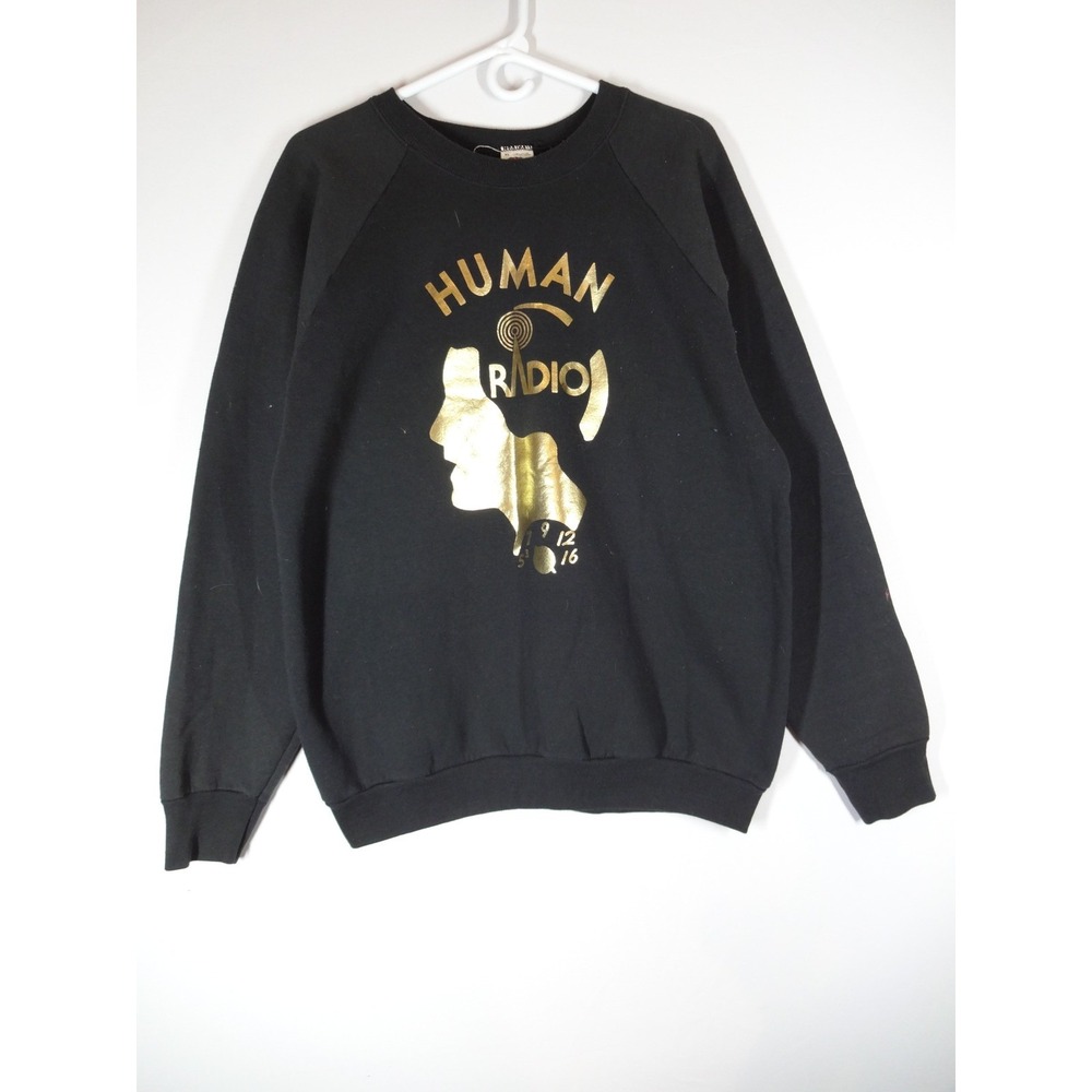 Fruit of the Loom Human Radio Sweatshirt Mens XL Black Gold Foil 90s Band Merch
